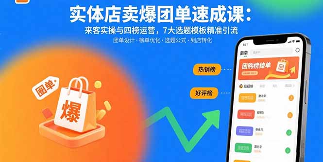 实体店卖爆团单速成课：来客实操与四榜运营，7大选题模板精准引流-奇奇网创