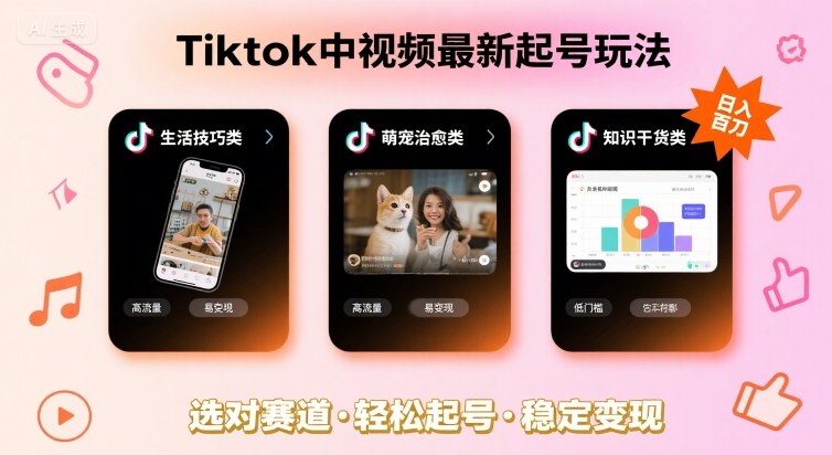 Tiktok中视频最新起号玩法，想要日入百刀，做好这几个赛道就可以了-奇奇网创