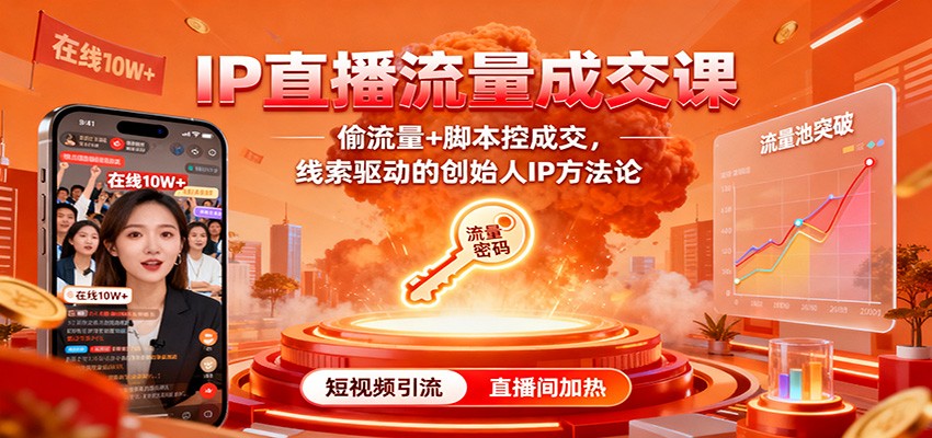 IP直播流量成交课：偷流量+脚本控成交，线索驱动的创始人IP方法论-奇奇网创