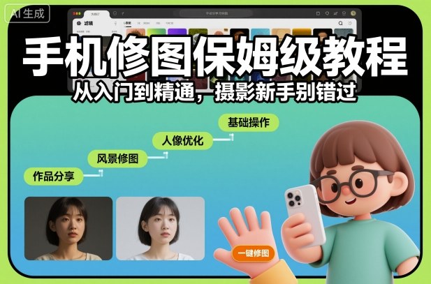 手机修图保姆级教程，从入门到精通，摄影新手别错过-奇奇网创