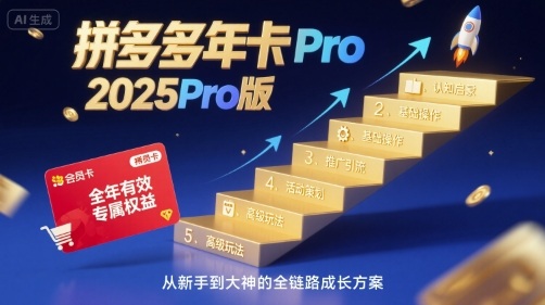 拼多多年卡2025Pro版，五大板块从认知到基础、从推广到活动、从活动到玩法-奇奇网创