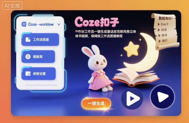 Coze扣子工作流一键生成童话皮克斯风格立体书视频，保姆级工作流搭建教程-奇奇网创