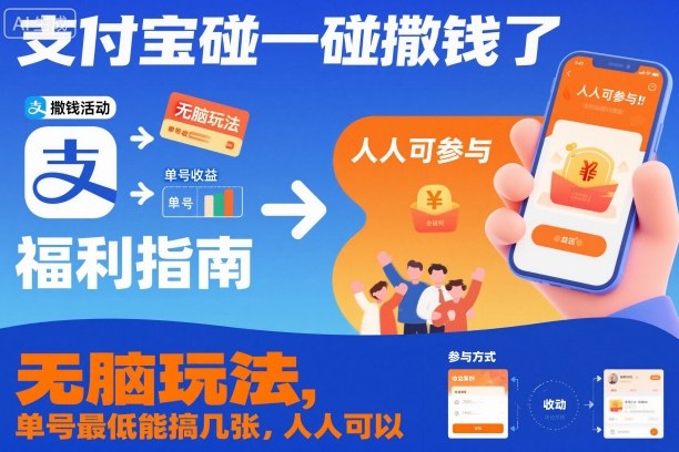 支付宝碰一碰撒钱了，无脑玩法，单号最低能搞几张，人人可以撸【揭秘】-奇奇网创