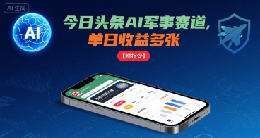 今日头条AI军事赛道，单日收益多张 ，手机可做【附指令】-奇奇网创