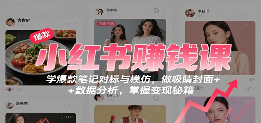小红书赚钱课：学爆款笔记对标与模仿，做吸睛封面 + 数据分析，掌握变现秘籍-奇奇网创