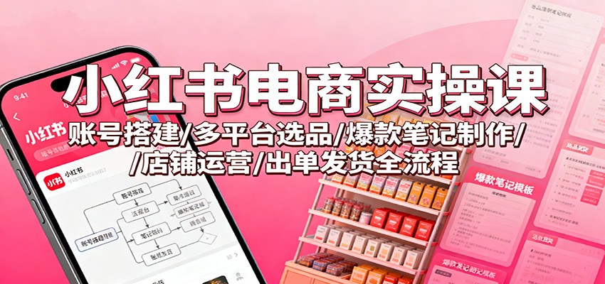 小红书电商实操课：账号搭建/多平台选品/爆款笔记制作/店铺运营/出单发货全流程-奇奇网创