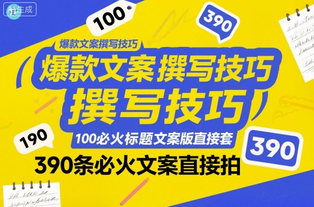 爆款文案撰写技巧，100个必火标题文案模版直接套，390条必火文案直接拍-奇奇网创