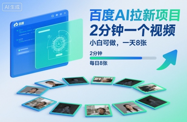 百度AI拉新项目，2分钟一个视频，小白可做，一天8张【附案例+保姆级教程】-奇奇网创