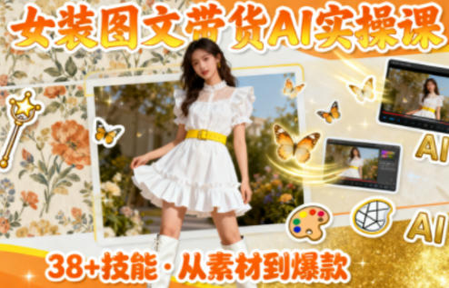 女装图文带货的AI实操课，覆盖38个实用技能，快速提升素材制作效率-奇奇网创