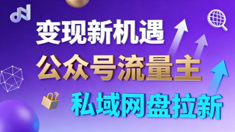 公众号流量主+私域网盘拉新，多方式变现，简单易上手，当天就有收益-奇奇网创