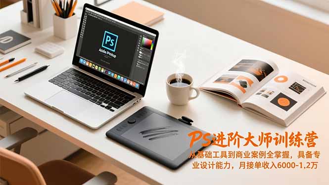 PS进阶大师训练营，从基础工具到商业案例全掌握，具备专业设计能力，月接单收入6000-1.2万-奇奇网创