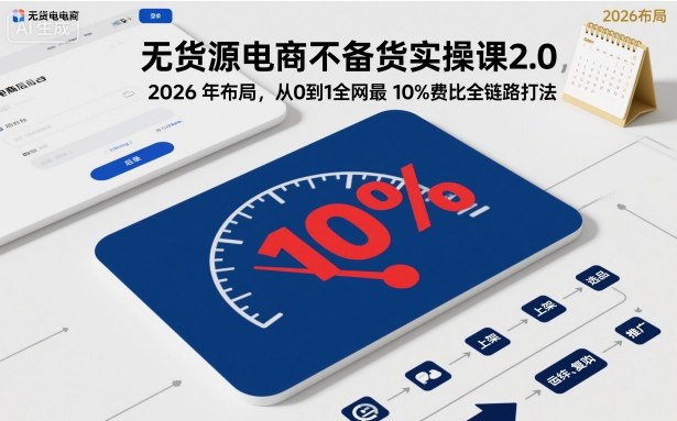 无货源电商不备货实操课2.0，2026年布局，从0到1全网最低10%费比全链路打法【更新】-奇奇网创