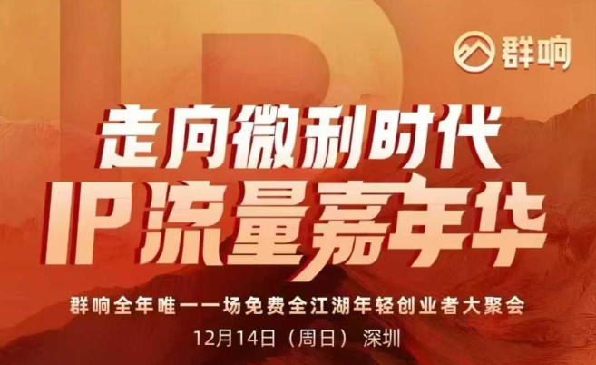 2025ip嘉年华万人12月14深圳线下课，走向微利时代，IP流量嘉年华，实操性极强的商业干货课-奇奇网创