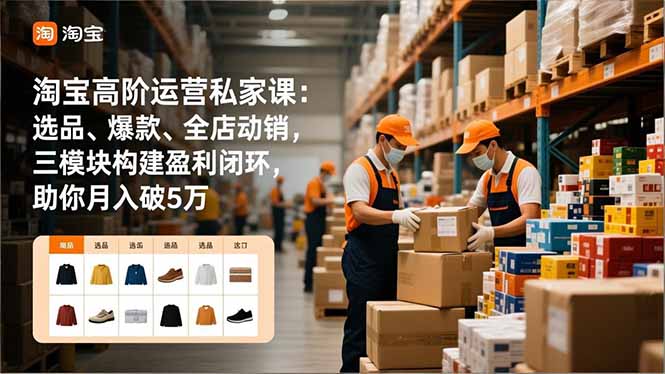 淘宝高阶运营私家课：选品、爆款、全店动销，三模块构建盈利闭环，助你月入破5万(更新12月-奇奇网创