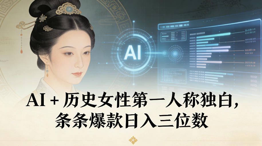 AI+历史女性第一人称独白，条条爆款日入三位数-奇奇网创