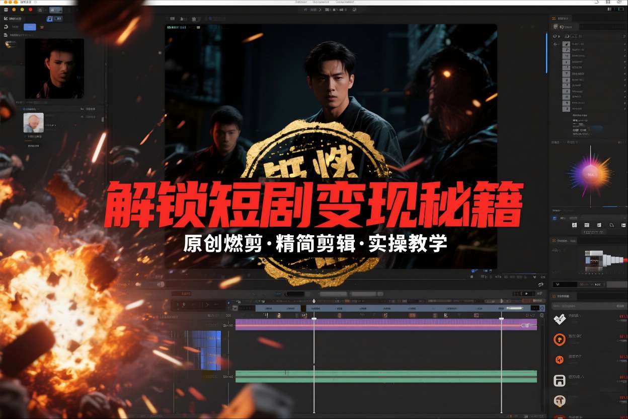 短剧拉新之原创燃剪精简剪辑实操课，解锁短剧变现秘籍-奇奇网创