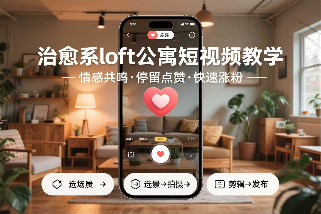 治愈系loft公寓短视频制作教学，情感共鸣引停留点赞关注，快速起号涨粉-奇奇网创