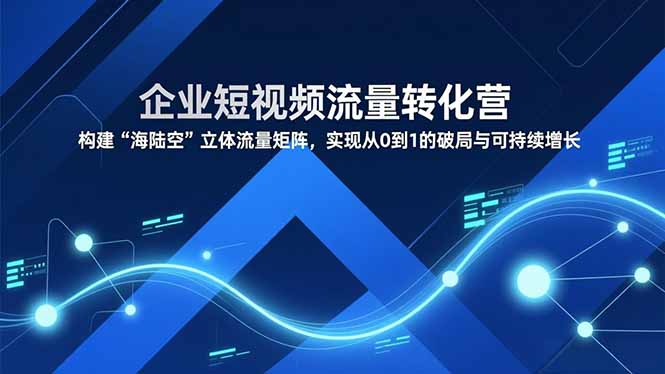企业短视频流量转化营，构建“海陆空”立体流量矩阵，实现从0到1的破局与可持续增长-奇奇网创