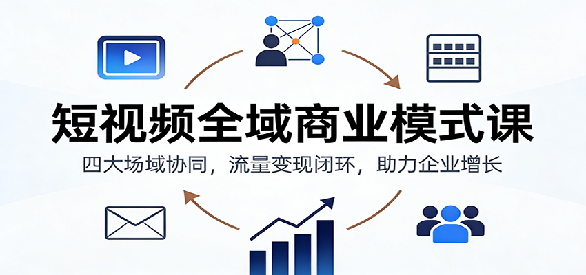 短视频全域商业模式课：四大场域协同，流量变现闭环，助力企业增长-奇奇网创