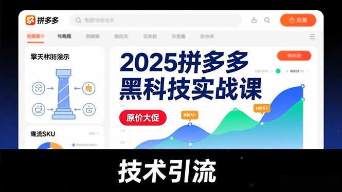 2025拼多多黑科技实战课，擎天柱玩法、爆流SKU、原价大促，技术引流，单店日销轻松破千单-奇奇网创