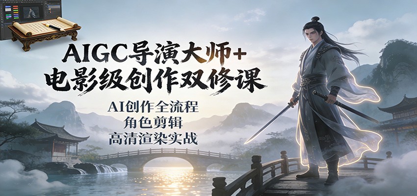 AIGC导演大师+电影级创作双修课：AI创作全流程、角色剪辑、高清渲染实战-奇奇网创