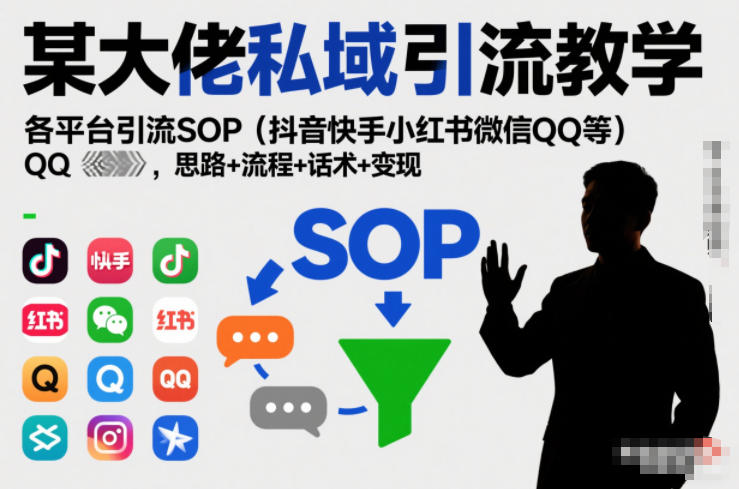 某大佬私域引流教学，各平台引流SOP(抖音快手小红书微信QQ等)，思路+流程+话术+变现-奇奇网创